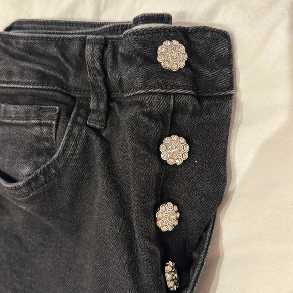 Ba&sh black cigarette jeans with silver hardware decorative bijoux button fly - Picture 2 of 3